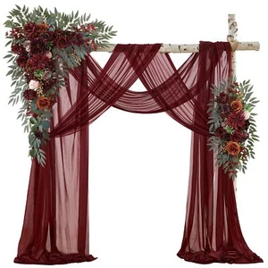 Wedding Arch Flowers with Drapes Kit (Pack of 4) - 2pcs Artificial Burgundy D... - Picture 1 of 7