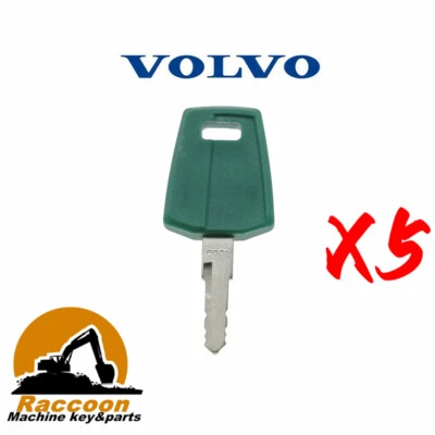 5pcs C001 F green Series Ignition Starter Keys for Volvo Wheel Loader 11444208 - Image 1 of 3