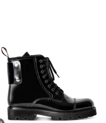 Botas de combate Zadig & Voltaire Morisson couro brilhante com cadarço logotipo no tornozelo $598 36 - Imagem 1 de 4