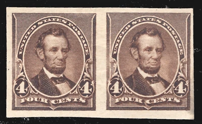MOMEN: US STAMPS #222P5 IMPERF PAIR MINT OG LH LOT #79721 - Image 1 of 2