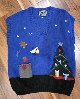 Berek Christmas Reindeers & Tree Vintage Sweater Vest Women's  Large, Wool - Image 1 of 4