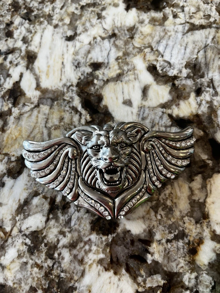 Washed Up Hollywood Lion Angel Metal Belt Buckle Grunge Skull Punk Biker - Image 1 of 4