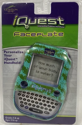 Faceplate for iQuest (from Quantum Leap) Handheld Device- Green on Blue - Image 1 of 4