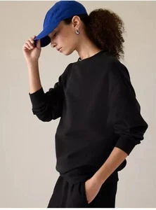 Sudadera Athleta Forever Fleece Cuello Redondo | Negra Pequeña #891667 Nueva con Etiquetas - Imagen 1 de 3