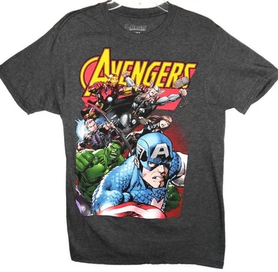 Camiseta gris oscuro manga corta mediana gráfica Marvel Comics Avengers para niños Foto 1 de 4