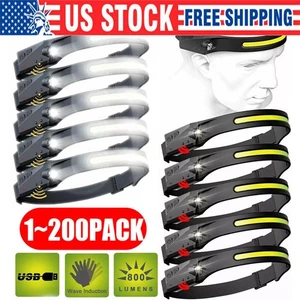 COB LED Faro USB Recargable Faro Antorcha Trabajo Luz Barra Diadema Lámpara - Imagen 1 de 17
