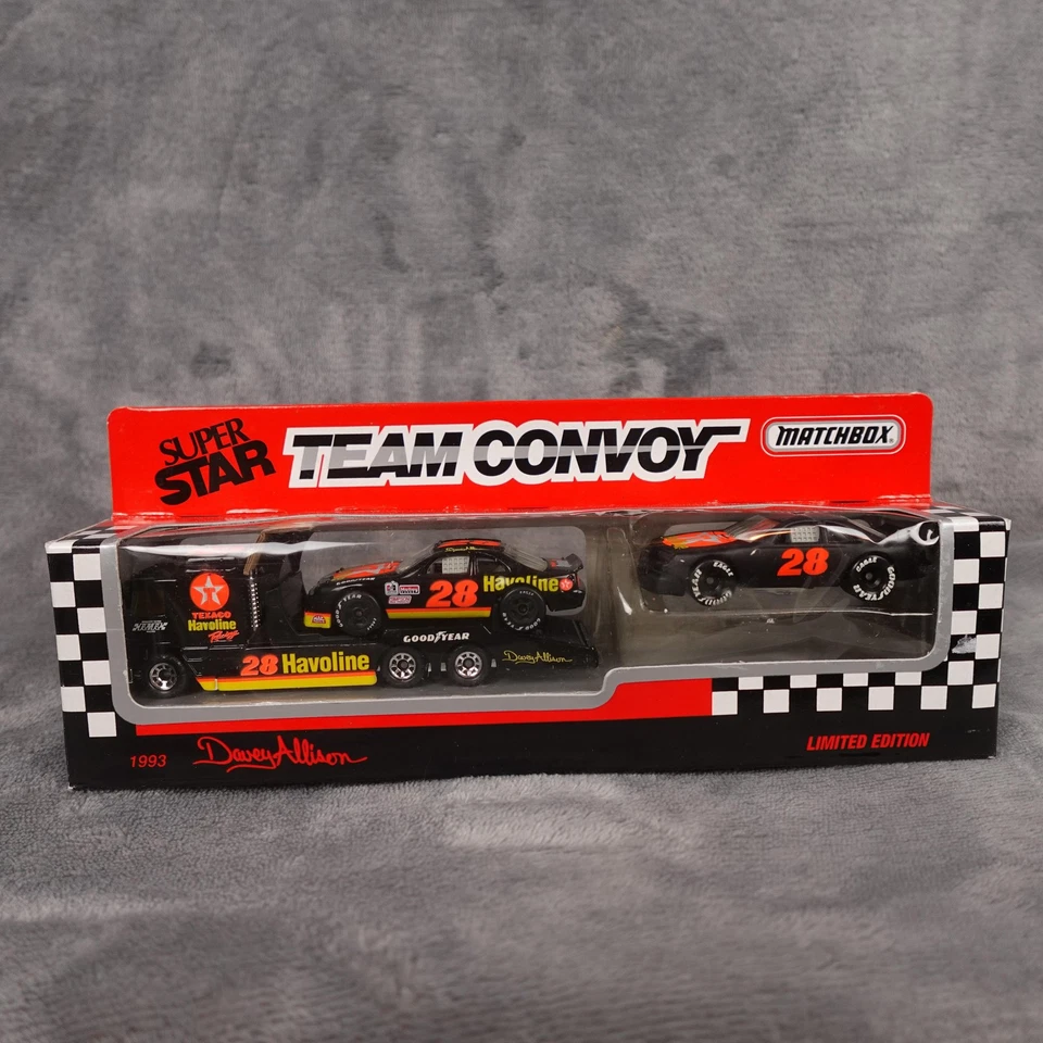 Vintage 1993 Matchbox Team Convoy Davey Allison #28 Texaco Havoline Set NASCAR - Image 1 of 4