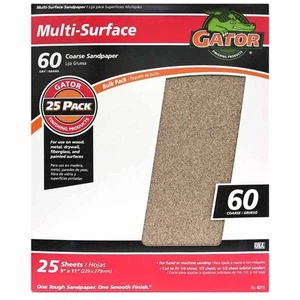 Gator 9 x 11 Multi-Surface Sanding Sheets 60 Grit 25 Pack - Picture 1 of 9