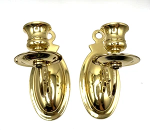 "Par de candelabros de brazo de pared estilo colonial de latón macizo 2,5""x6""" - Imagen 1 de 10