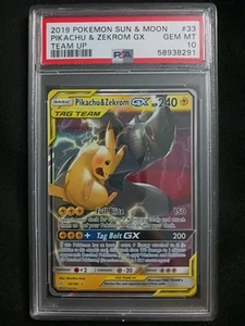 Pokemon 2019 Pikachu & Zekrom GX 33/181 Full Art Team Up GEM MINT PSA 10 - Picture 1 of 2