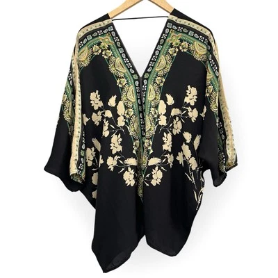 Rose & Olive Women’s Medium Black Floral Dolman Sleeve Blouse V-Neck Career Cas - Image 1 of 4