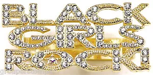 Anillo de estrás de cristal de roca negro para niñas 2 dedos ajuste alta moda estilo hip hop - Imagen 1 de 6