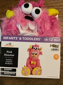 Pink Monster Infant costume 6-12 months Includes Jumpsuit And Headpiece - Picture 1 of 2