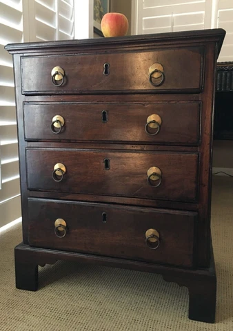 18th C. CHINESE CHIPPENDALE GEORGE III MAHOGANY DWARF DIMUNITIVE BACHELOR CHEST Cover