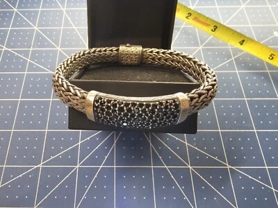 Brazalete de cadena de plata John Hardy clásico raro con zafiro negro tratado Foto 1 de 4