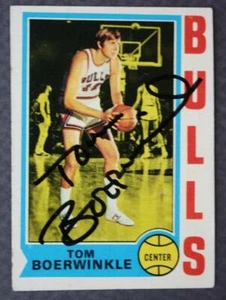 Tarjeta de baloncesto Topps autografiada por Tom Boerwinkle 1974-75 fallecida de los Chicago Bulls - Imagen 1 de 1