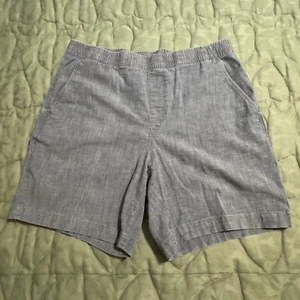 Lands End Shorts Womens Size 12 Mid Rise Pull On Blue Chambray Flat Front Pocket - Picture 1 of 6