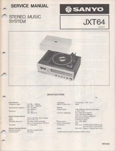 Service Manual Sanyo JXT64 Stereo Music System-AM/FM Receiver-Turntable-Cassette
