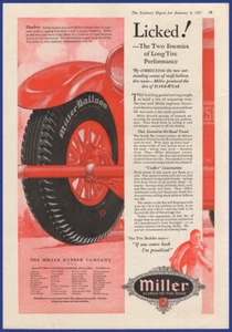 Vintage 1927 MILLER Ballonreifen Gas Garage Ephemera 20er Jahre Printanzeige - Bild 1 von 1