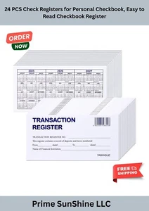 24 PCS Check Registers for Personal Checkbook, Easy to Read Checkbook Register - Picture 1 of 5