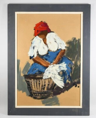 Heinrich ARRIGO WITTLER 1918-2004 Worpswede Bäuerin Frau 58,5 x 78,5cm #125 - Bild 1 von 4