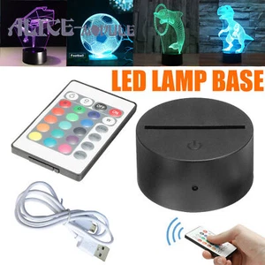 Lampada LED pannello colorato ABS acrilico nero 3D base notte + cavo USB + telecomando B2AM - Foto 1 di 57