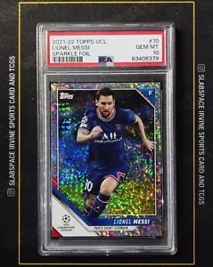 2021-22 Topps UCL Lionel Messi #10 Sparkle Foil PSA 10 (379) - Bild 1 von 2