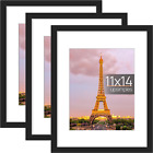 11X14 Picture Frame Set of 3, Made of High Definition Glass for 8X10 with Mat or