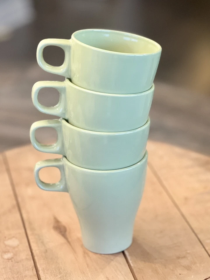Ikea Lime Green Coffee Tea Stacking Cups Mugs Set Of 4 Fargrik 21533 IKEA Core - Image 1 of 4
