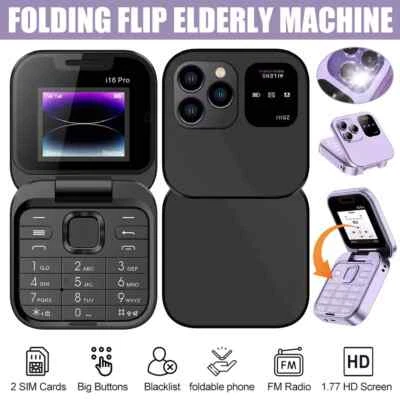 New Unlocked Foldable Mini Flip Mobile Phone GSM Cell phone Dual SIM 1.7" Pocket - Image 1 of 4