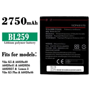 Batteria interna per Lenovo Vibe K5 A6020a40 Lemon 3 Vibe K5 Plus BL259 2750mAh - Foto 1 di 5