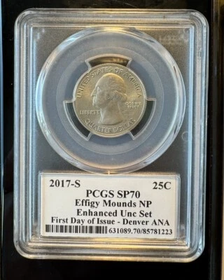 2017-S 25C EFFIGY MOUNDS NP Enhanced Unc Set SP70 FDOI Denver ANA Nickel Coin.- - Image 1 of 2