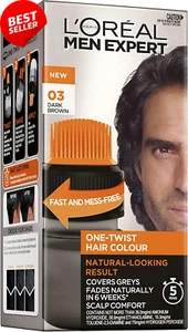 Men's One-Twist Hair Colour Dark Brown Easy Application Grey Coverage Dye - Picture 1 of 12
