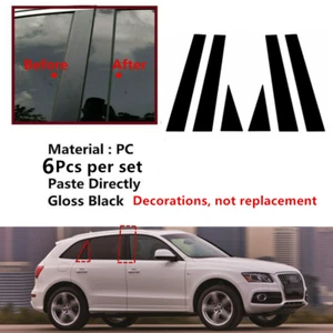 Decal Covers 6Pcs B Pillar Posts Gloss Black Trim Fit For AUDI Q5 SQ5 2009-2017 - Imagen 1 de 11