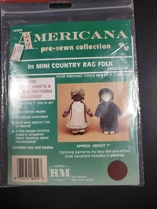 MINI MUÑECA AMERICANA COUNTRY RAG FOLK CHOCOLATE PATRÓN DE COSTURA ENVÍO GRATUITO - Imagen 1 de 2
