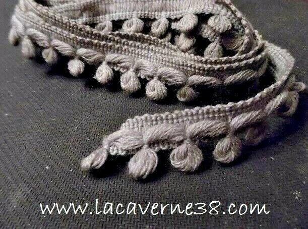 1,70m Galon pompon ancien gris 22mm passementerie garniture couture mercerie - Photo 1/1