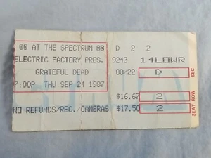 September 9-24-87 1987 GRATEFUL DEAD Ticket Stub Spectrum Philadelphia Pa - Picture 1 of 2