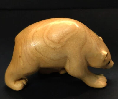 Y7291 - 2 英寸手工雕刻方木雕刻网介:大熊行走 — 第 1/4 张图片