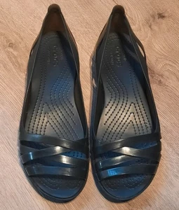 Sandalias Crocs Huarache Isabella negras con tiras de gelatina UK9 W11 - Imagen 1 de 4