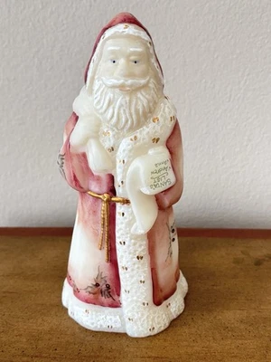 Fenton Glass Santa Figurine 8" Santas List Limited Edition Signed Numbered Pink - Image 1 of 4