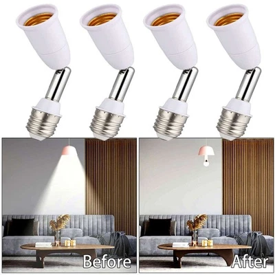 4pcs E27 Light Socket Extender 3.9" Extension adjustable vertical 90° Horizontal - Image 1 of 4