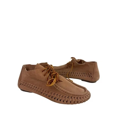 Botas femininas Latigo Gamine 7,5M bege tecido camurça com cadarço mocassim chukka - Imagem 1 de 4