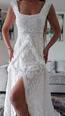 Sample Sale Bohemian Wedding Dress Boho Cotton Wedding Dress A Line Wedding M - Image 1 of 4