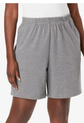 Talla Grande Tejido Suave Pull-On Corto Gris Jaspeado Talla 2x (26-28) Bolsillos Envío Rápido Foto 1 de 3