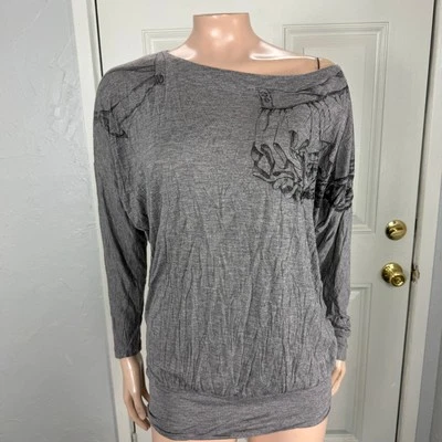 Vintage Y2K French Connection Shirt Small Dolman Long sleeve Knit Printed H3-28 - Image 1 of 4