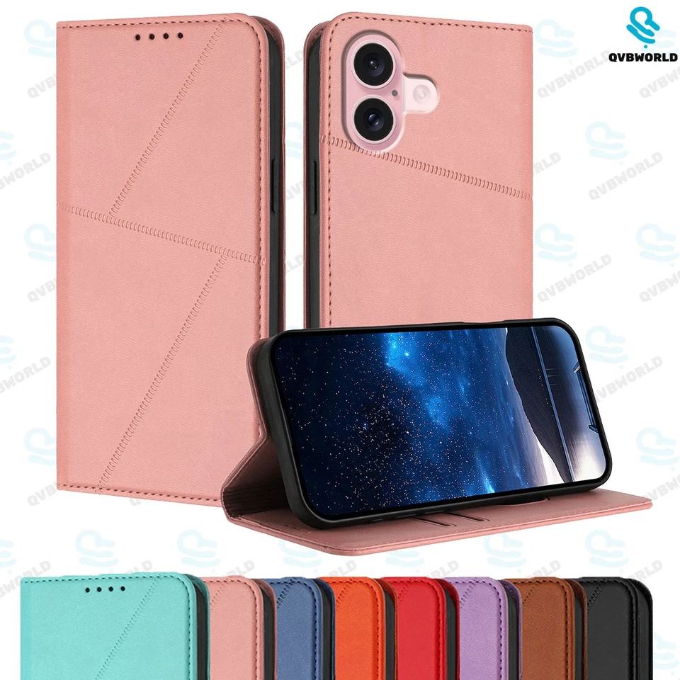 For iPhone 5 6 6S 7 8 Plus SE X XS XR XS Max 11 Magnetic Flip Wallet Case Cover  - Image 1 of 4
