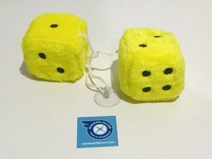 XP FALCON YELLOW WITH BLACK DOTS FLUFFY FUZZY DICE XM XL XK EH EJ HR HD EK FB - Picture 1 of 2