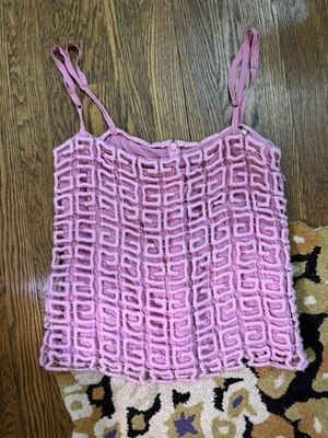 Camiseta sin mangas Givenchy rosa con logotipo de lana y seda 36 fr Foto 1 de 4