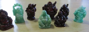 VINTAGE MINI LAUGHING BUDDHA FIGURINES, GOOD LUCK ABUNDANCE, HAPPY - 8 Figures - Picture 1 of 9