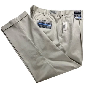 Roundtree & Yorke Mens 40x30 Pleated Expander Waistband Travel Smart Twill Pants - Picture 1 of 10